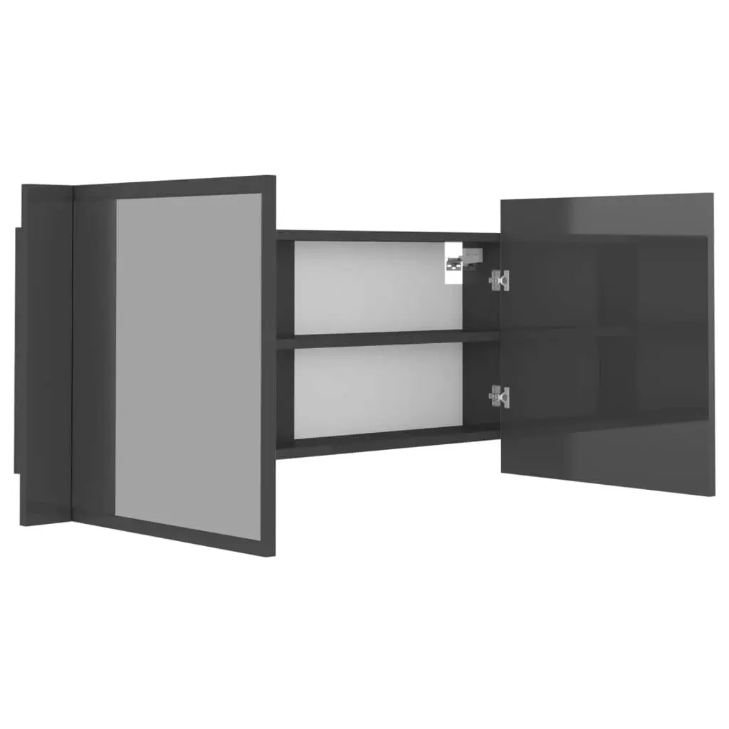 LED Bathroom Mirror Cabinet High Gloss Grey 100x12x45 cm Acrylic 804987