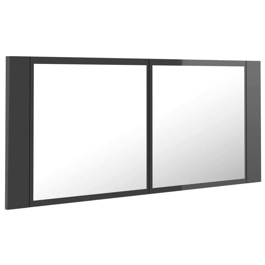 LED Bathroom Mirror Cabinet High Gloss Grey 100x12x45 cm Acrylic 804987