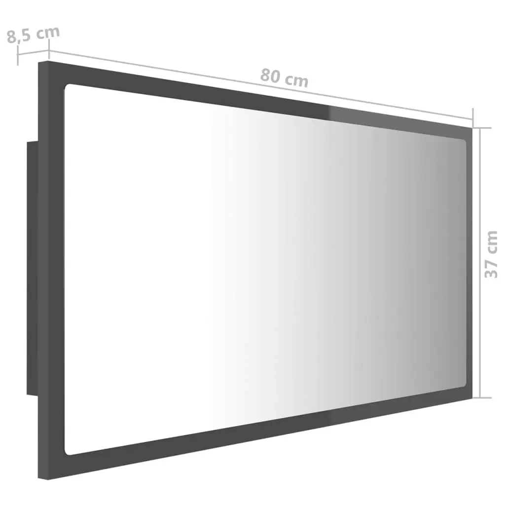 LED Bathroom Mirror High Gloss Grey 80x8.5x37 cm Acrylic 804931