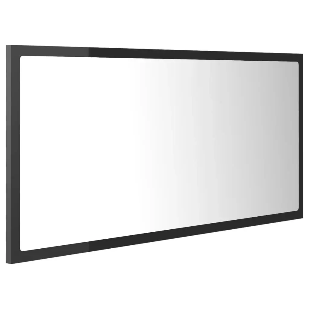 LED Bathroom Mirror High Gloss Grey 90x8.5x37 cm Acrylic 804939