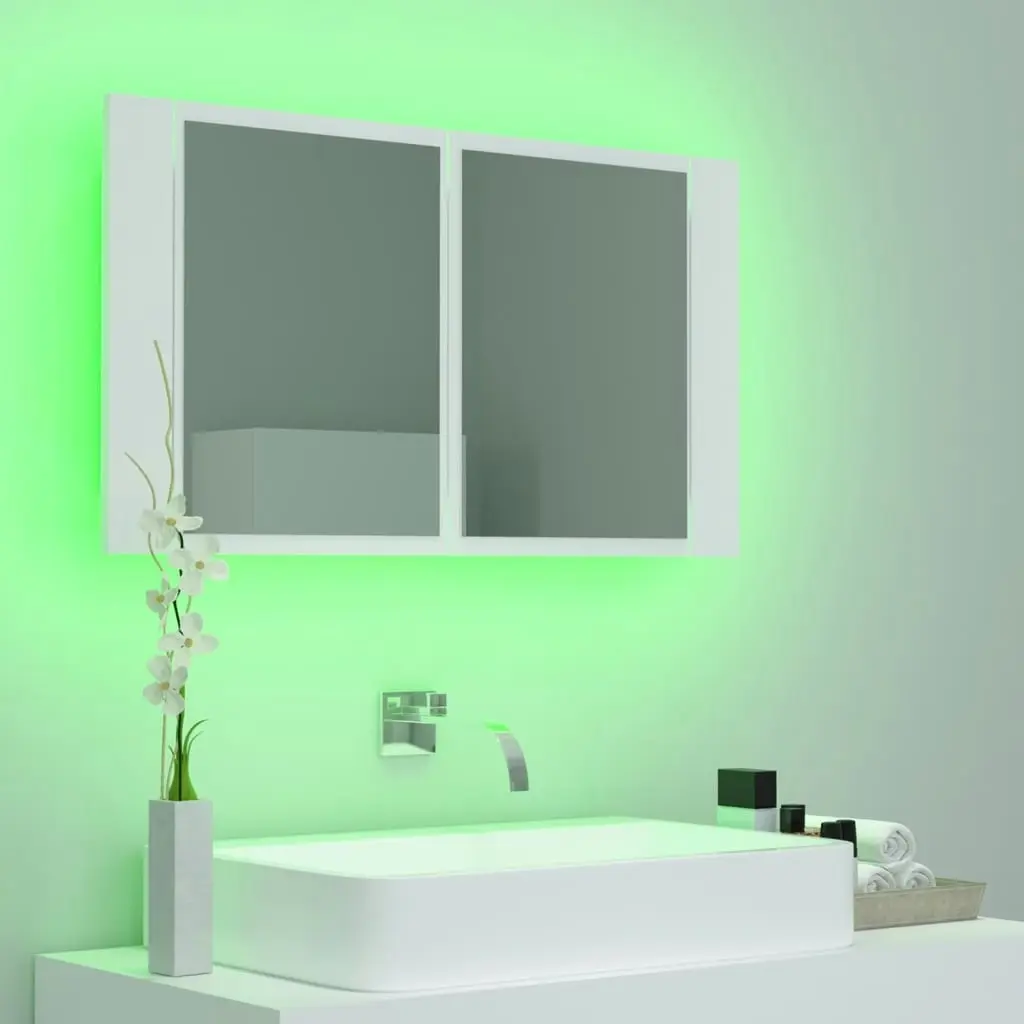 LED Bathroom Mirror Cabinet White 80x12x45 cm Acrylic 804964