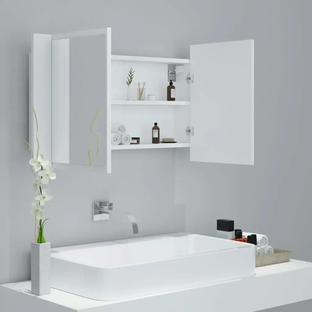 LED Bathroom Mirror Cabinet White 80x12x45 cm Acrylic 804964