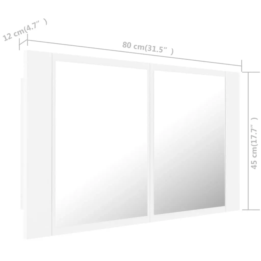 LED Bathroom Mirror Cabinet White 80x12x45 cm Acrylic 804964