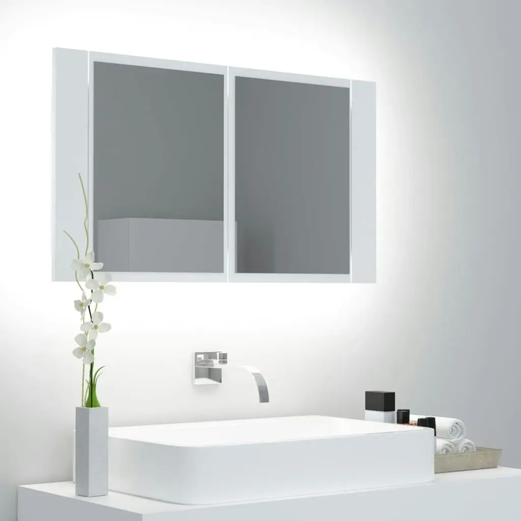 LED Bathroom Mirror Cabinet White 80x12x45 cm Acrylic 804964