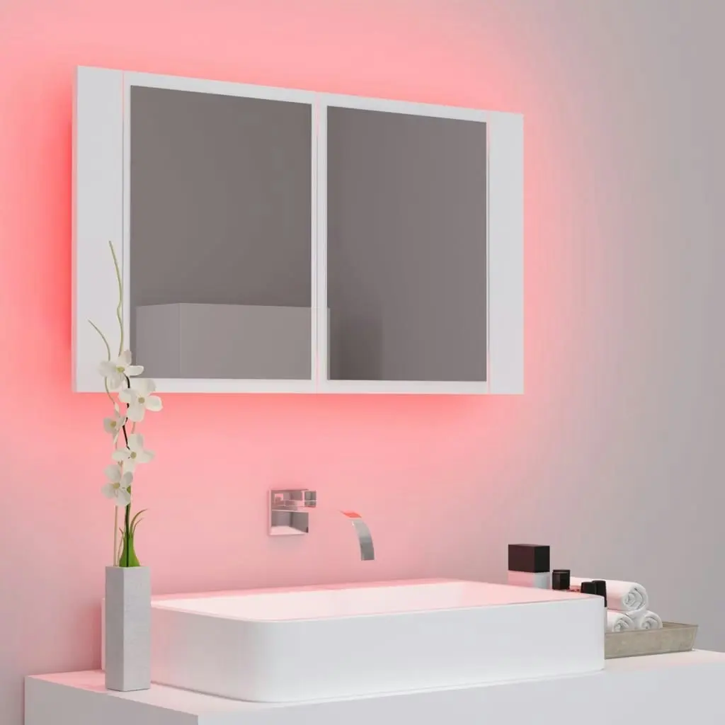 LED Bathroom Mirror Cabinet White 80x12x45 cm Acrylic 804964