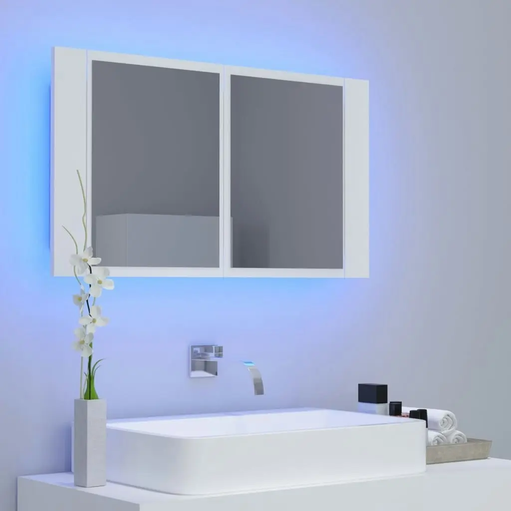 LED Bathroom Mirror Cabinet White 80x12x45 cm Acrylic 804964