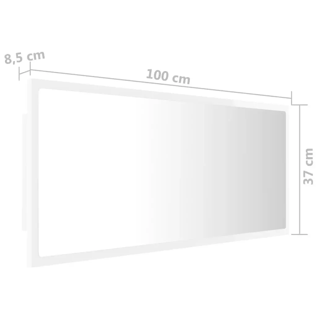 LED Bathroom Mirror High Gloss White 100x8.5x37 cm Acrylic 804945