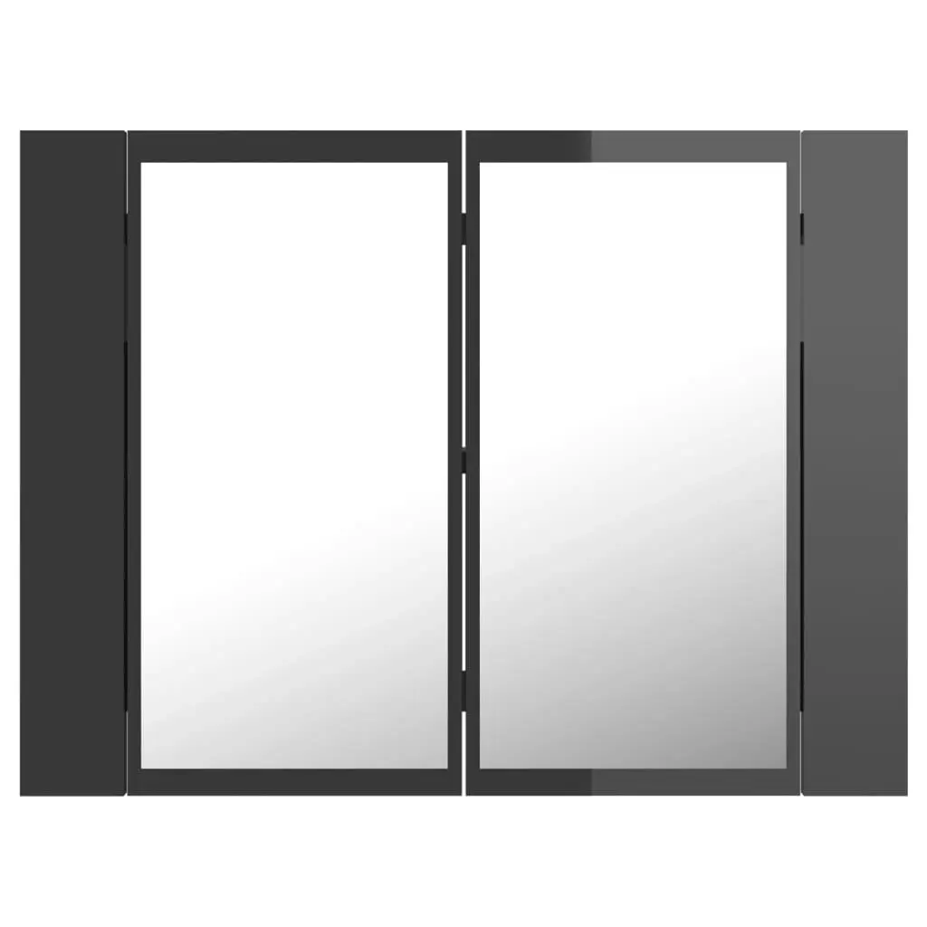 LED Bathroom Mirror Cabinet High Gloss Grey 60x12x45 cm Acrylic 804963