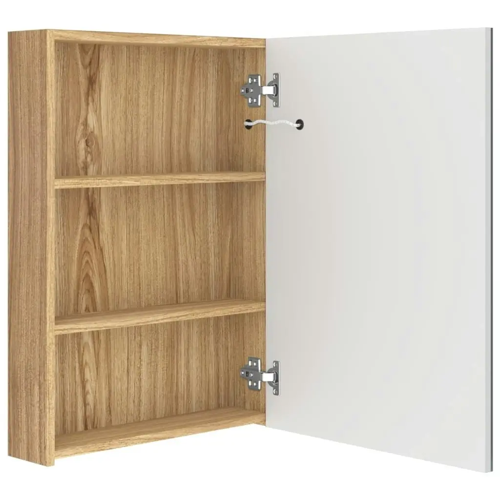 LED Bathroom Mirror Cabinet White and Oak 50x13x70 cm 326500