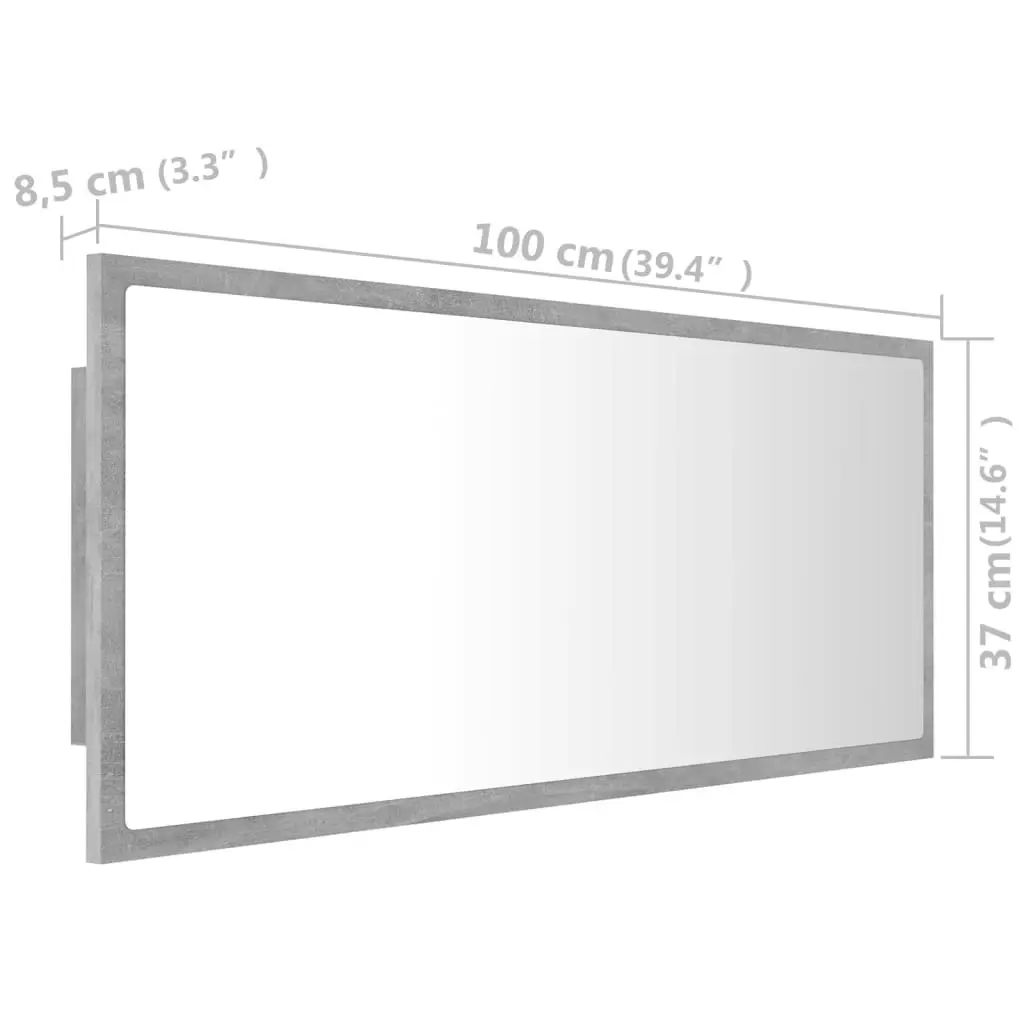 LED Bathroom Mirror Concrete Grey 100x8.5x37 cm Acrylic 804944