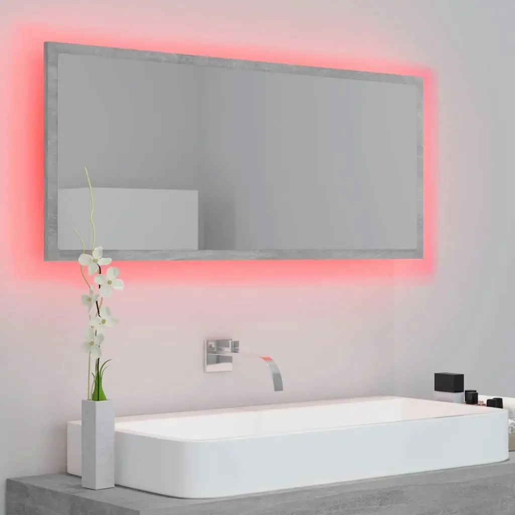 LED Bathroom Mirror Concrete Grey 100x8.5x37 cm Acrylic 804944