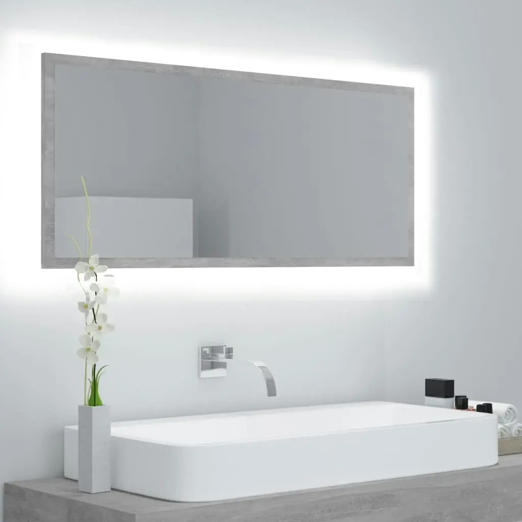 LED Bathroom Mirror Concrete Grey 100x8.5x37 cm Acrylic 804944