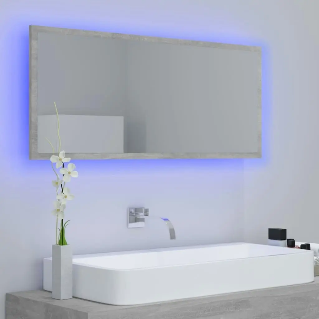 LED Bathroom Mirror Concrete Grey 100x8.5x37 cm Acrylic 804944