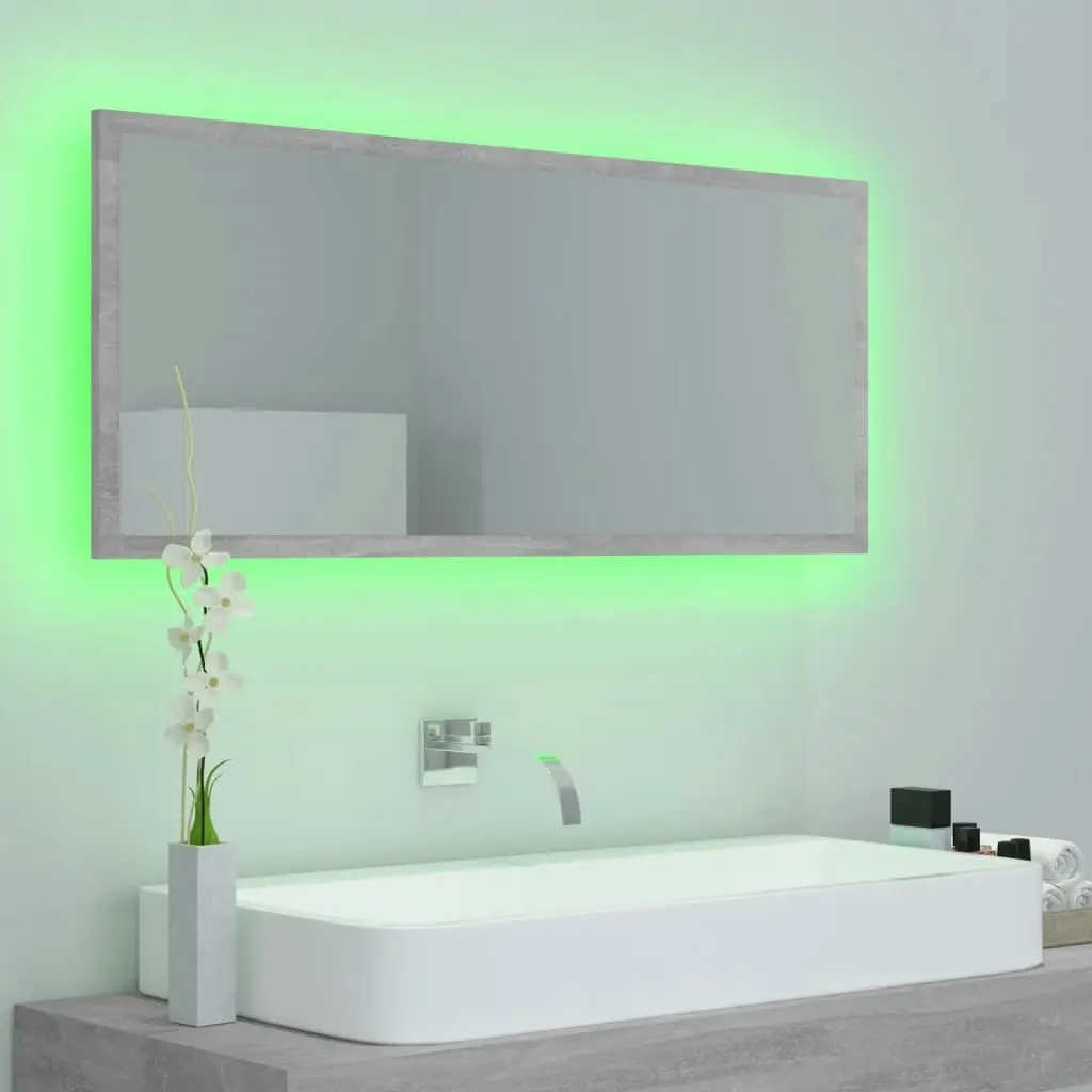 LED Bathroom Mirror Concrete Grey 100x8.5x37 cm Acrylic 804944