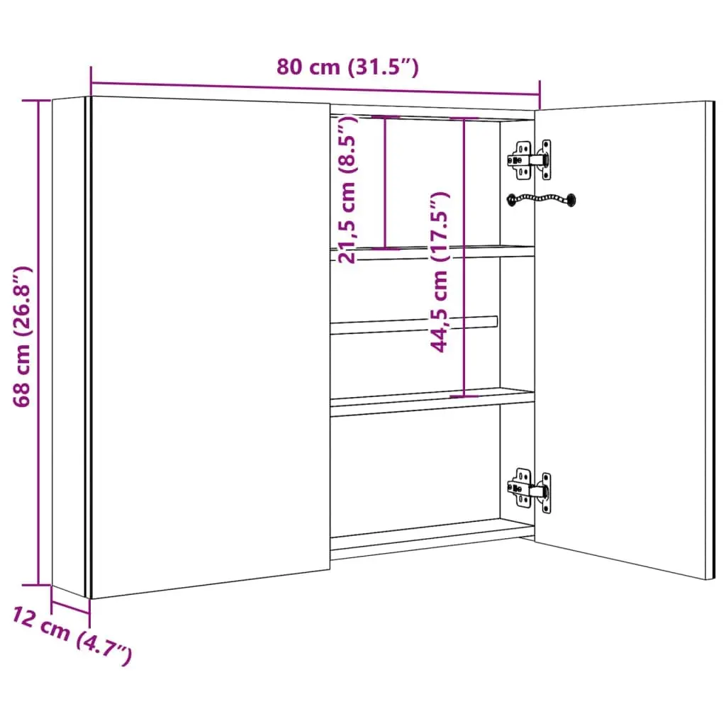 LED Bathroom Mirror Cabinet 80x12.2x68 cm 325545