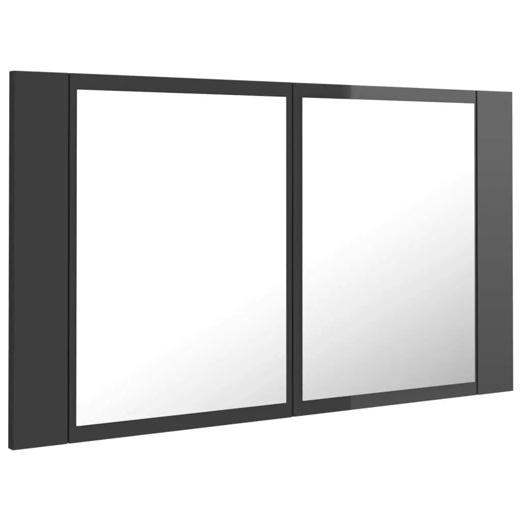 LED Bathroom Mirror Cabinet High Gloss Grey 80x12x45 cm Acrylic 804971