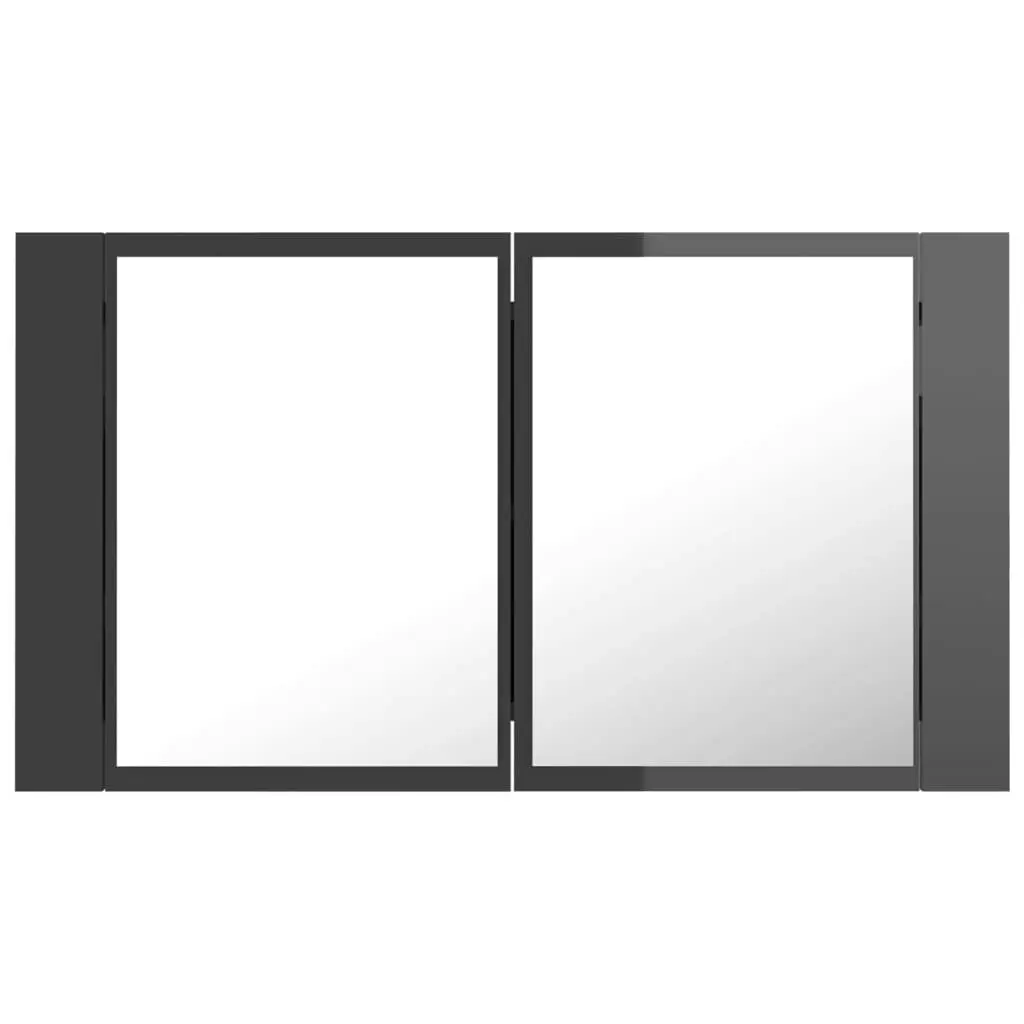 LED Bathroom Mirror Cabinet High Gloss Grey 80x12x45 cm Acrylic 804971