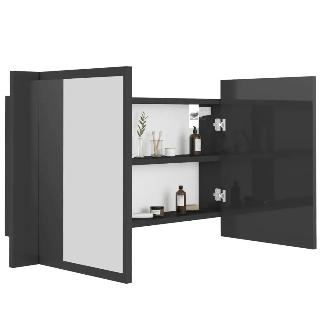 LED Bathroom Mirror Cabinet High Gloss Grey 80x12x45 cm Acrylic 804971