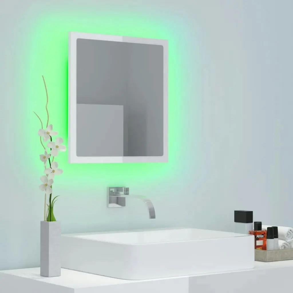 LED Bathroom Mirror High Gloss White 40x8.5x37 cm Acrylic 804913