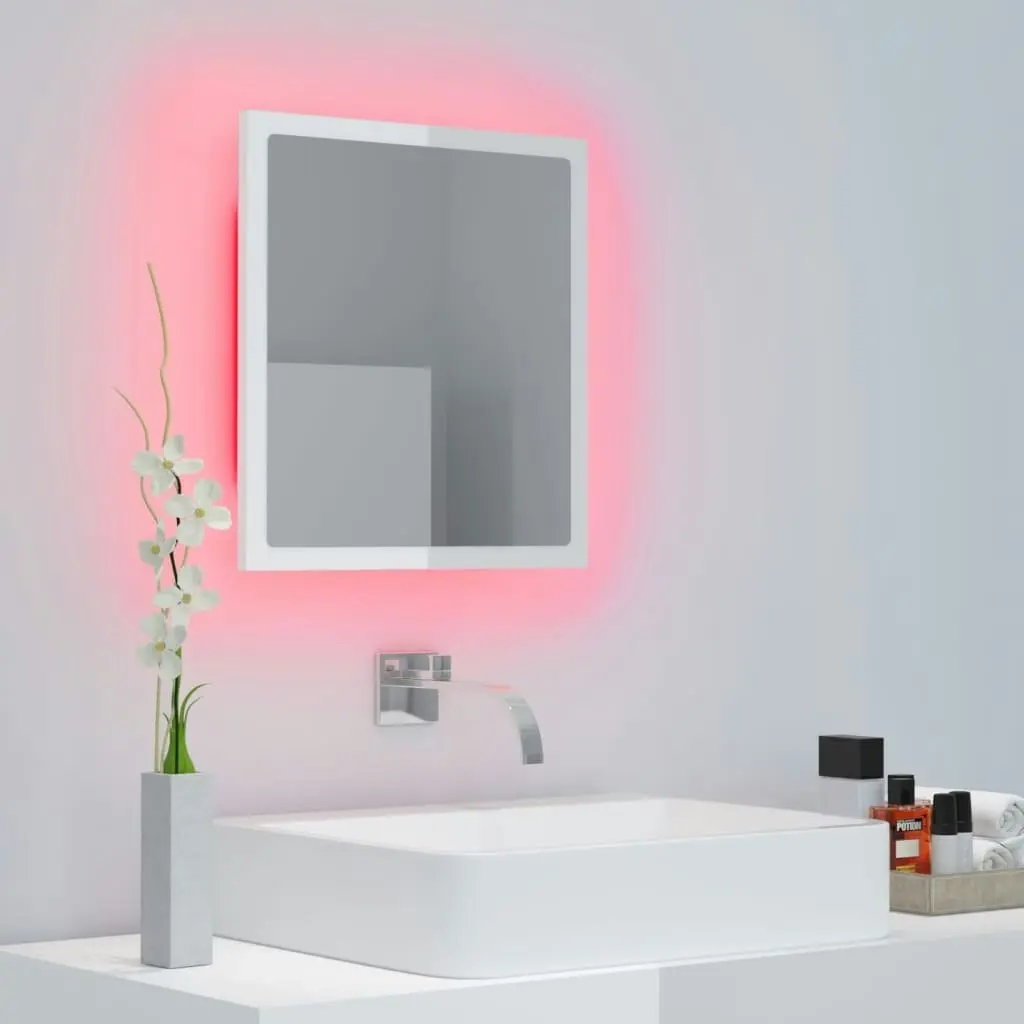 LED Bathroom Mirror High Gloss White 40x8.5x37 cm Acrylic 804913