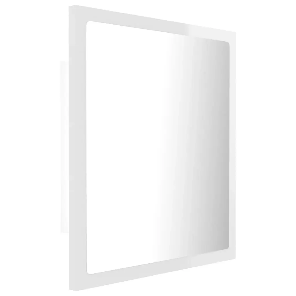 LED Bathroom Mirror High Gloss White 40x8.5x37 cm Acrylic 804913