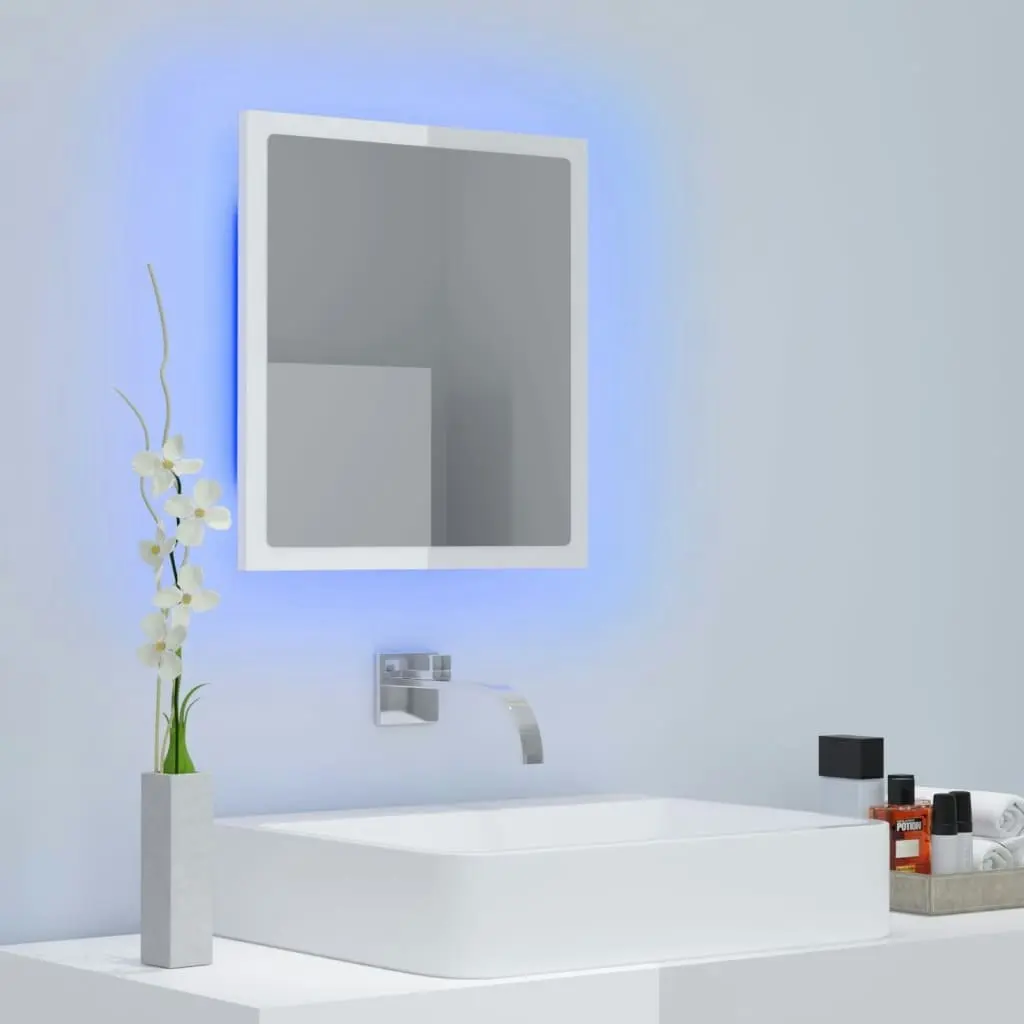 LED Bathroom Mirror High Gloss White 40x8.5x37 cm Acrylic 804913