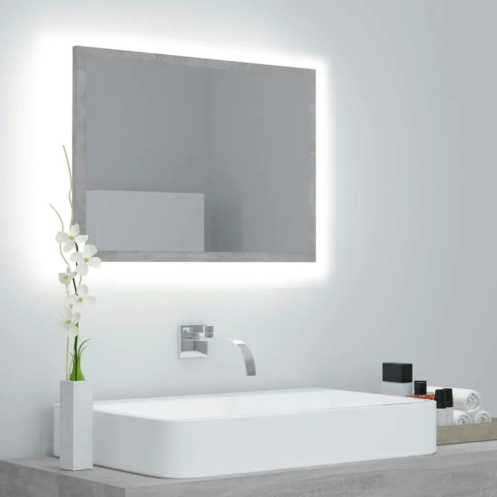 LED Bathroom Mirror Concrete Grey 60x8.5x37 cm Acrylic 804920