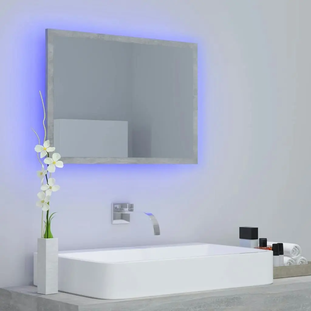 LED Bathroom Mirror Concrete Grey 60x8.5x37 cm Acrylic 804920