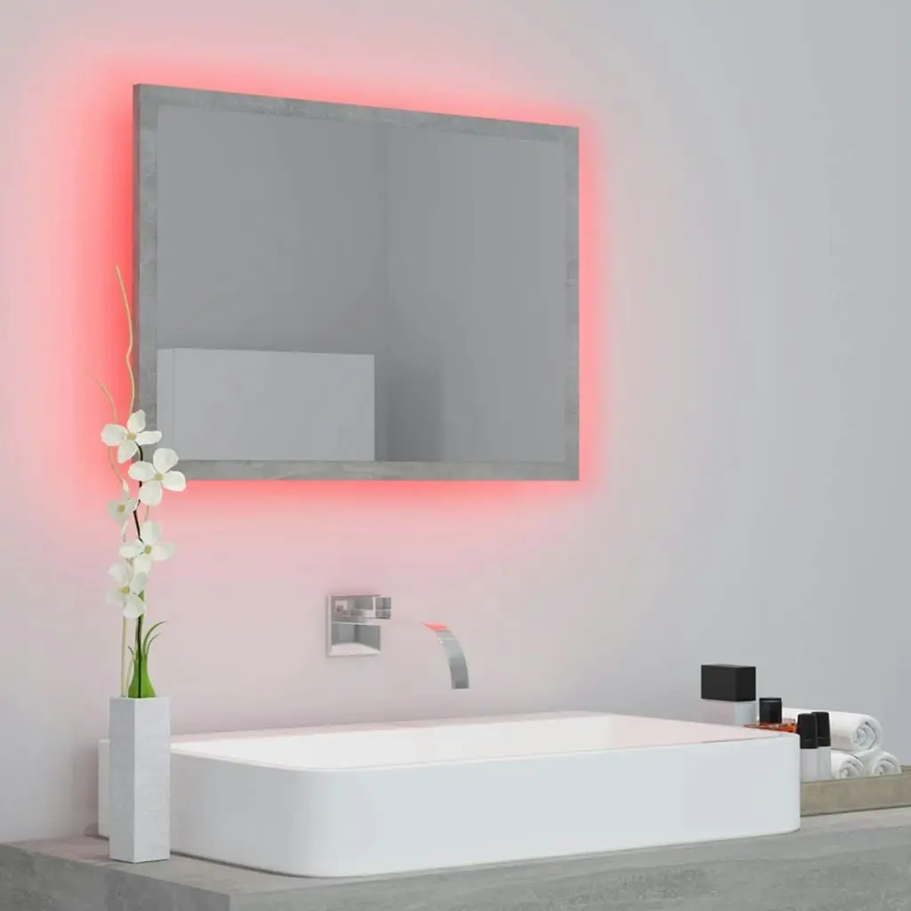 LED Bathroom Mirror Concrete Grey 60x8.5x37 cm Acrylic 804920