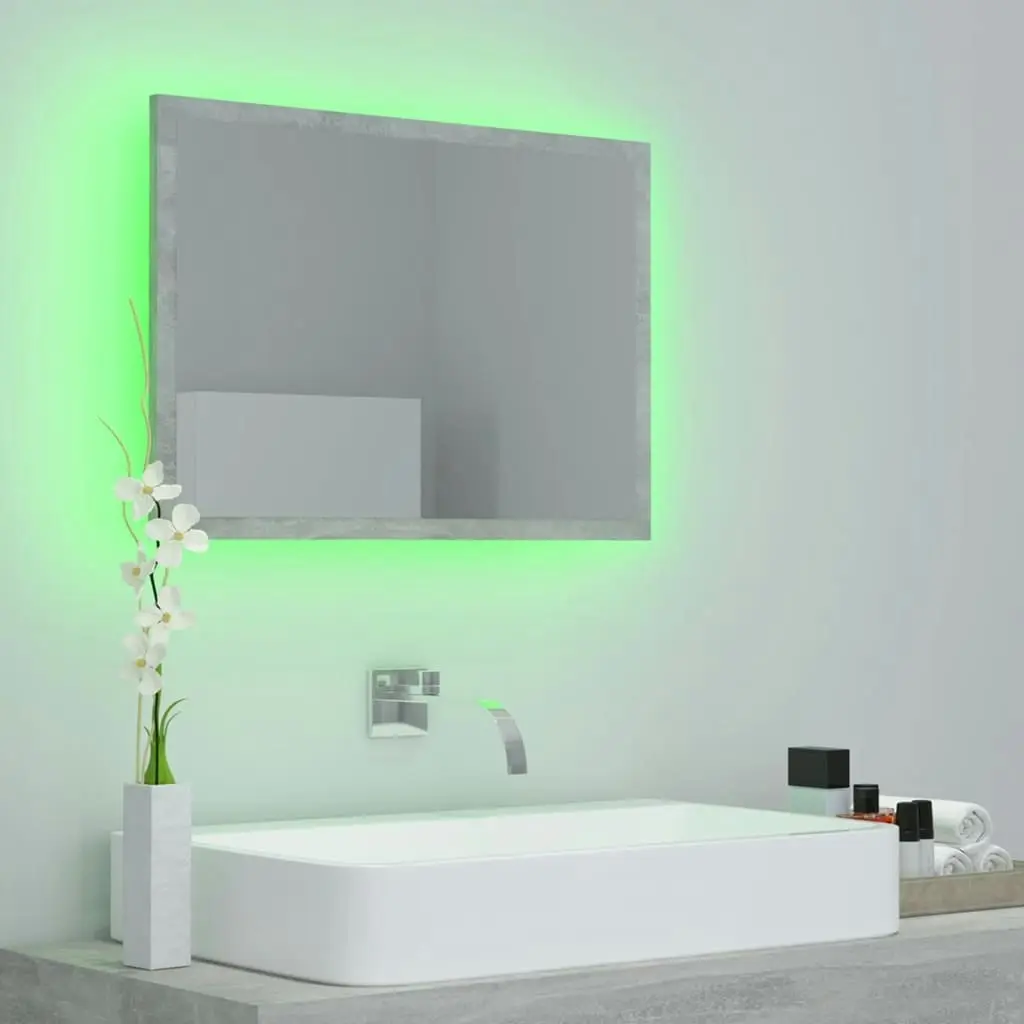 LED Bathroom Mirror Concrete Grey 60x8.5x37 cm Acrylic 804920