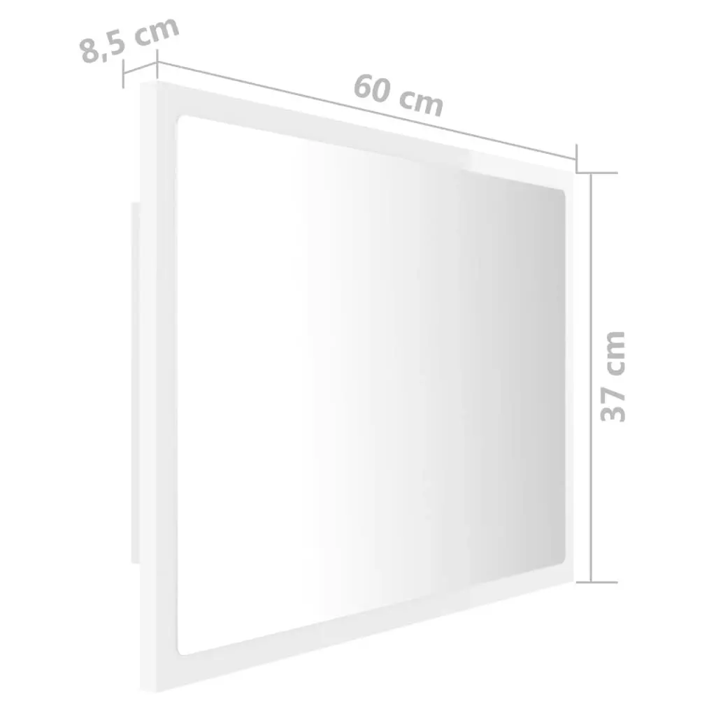 LED Bathroom Mirror High Gloss White 60x8.5x37 cm Acrylic 804921