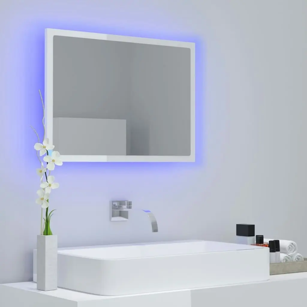 LED Bathroom Mirror High Gloss White 60x8.5x37 cm Acrylic 804921