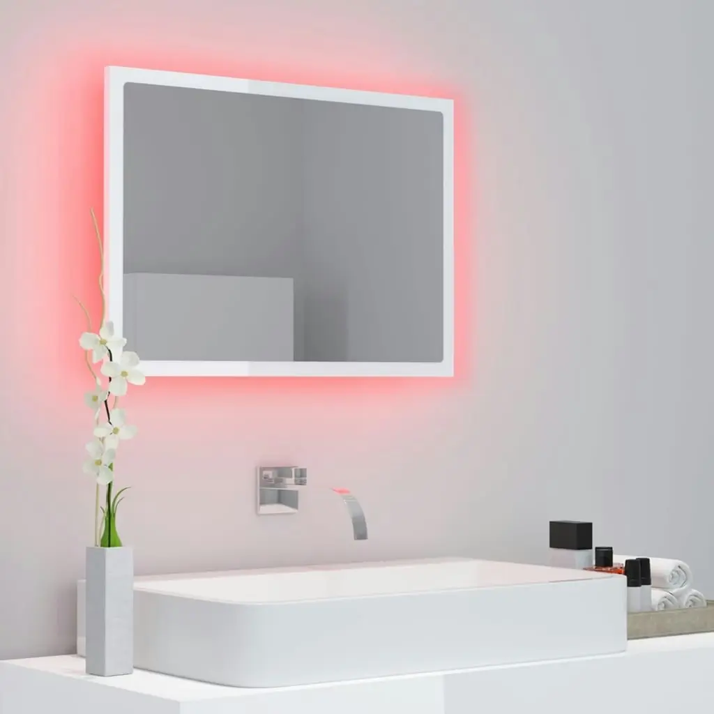 LED Bathroom Mirror High Gloss White 60x8.5x37 cm Acrylic 804921