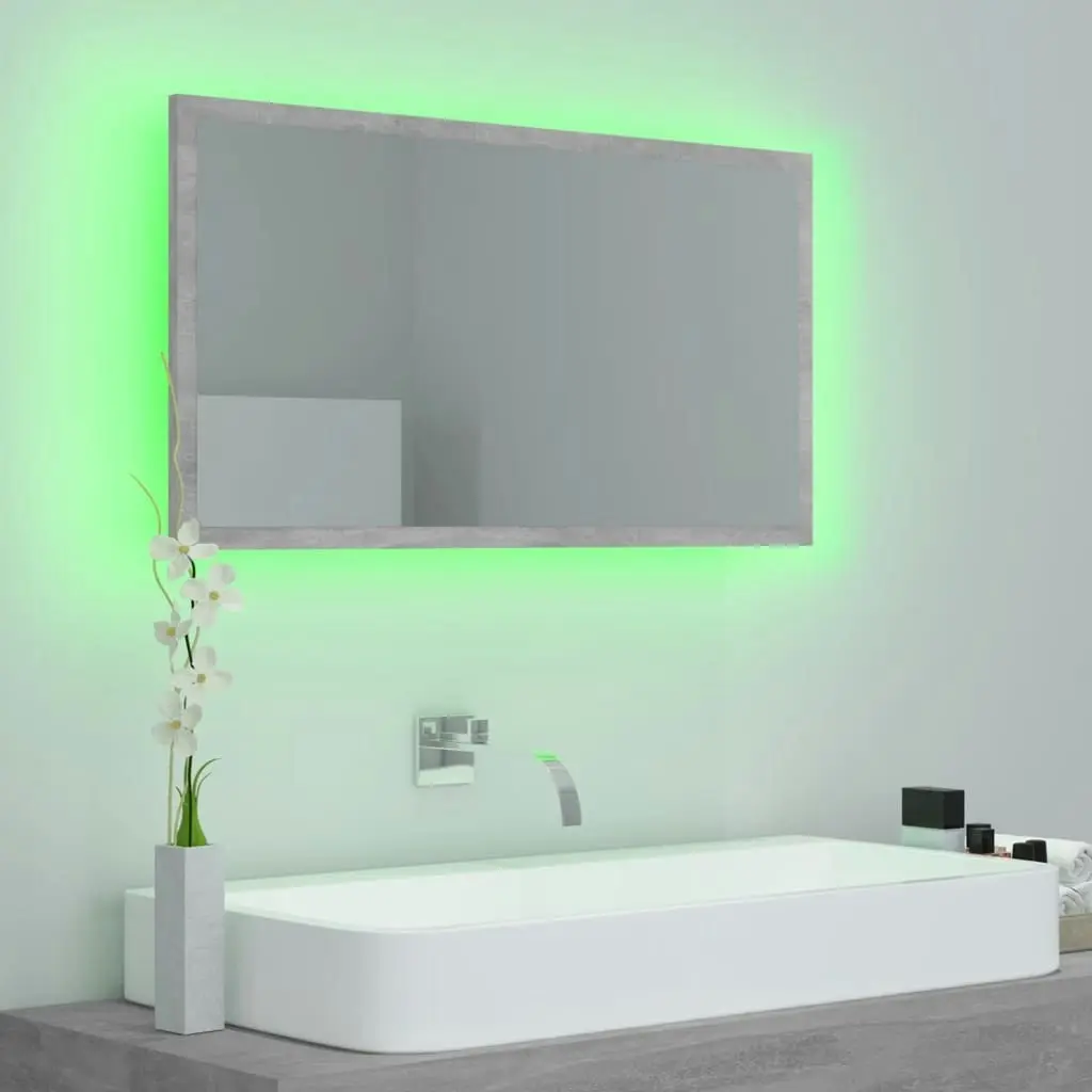 LED Bathroom Mirror Concrete Grey 80x8.5x37 cm Acrylic 804928