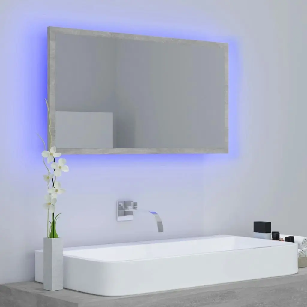 LED Bathroom Mirror Concrete Grey 80x8.5x37 cm Acrylic 804928