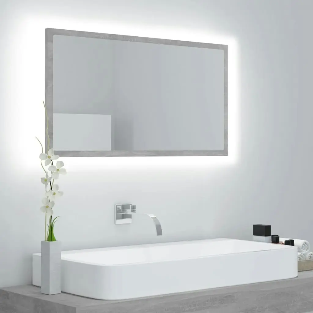 LED Bathroom Mirror Concrete Grey 80x8.5x37 cm Acrylic 804928