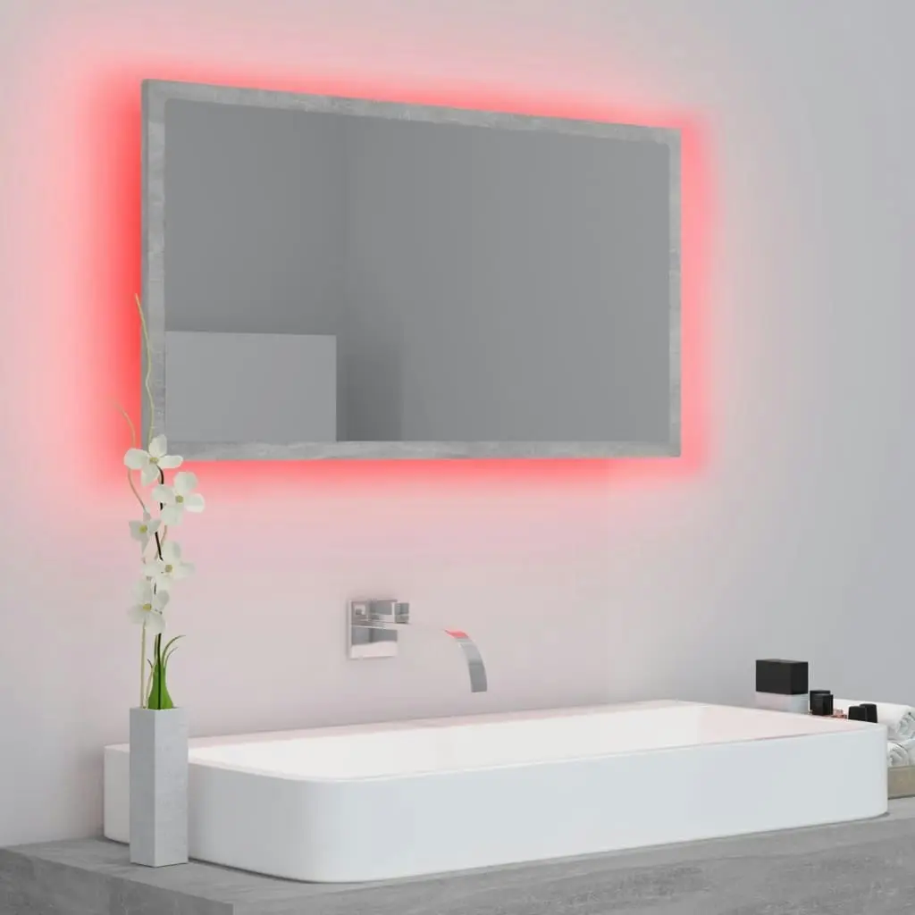 LED Bathroom Mirror Concrete Grey 80x8.5x37 cm Acrylic 804928