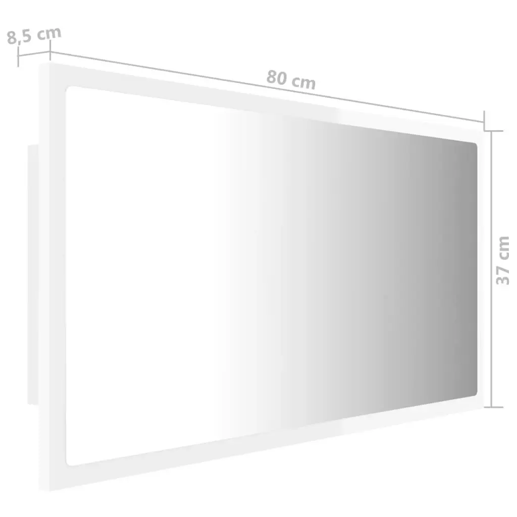 LED Bathroom Mirror High Gloss White 80x8.5x37 cm Acrylic 804929