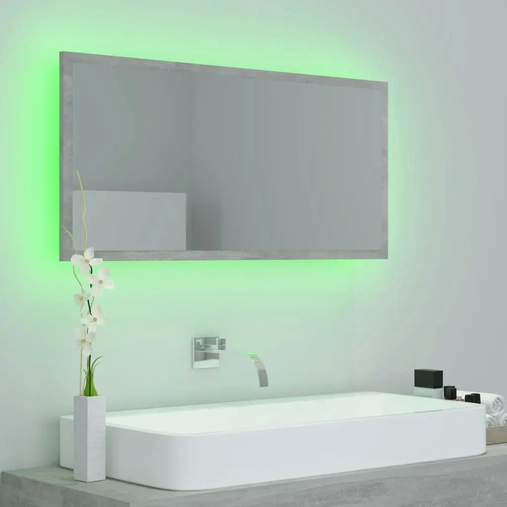 LED Bathroom Mirror Concrete Grey 90x8.5x37 cm Acrylic 804936