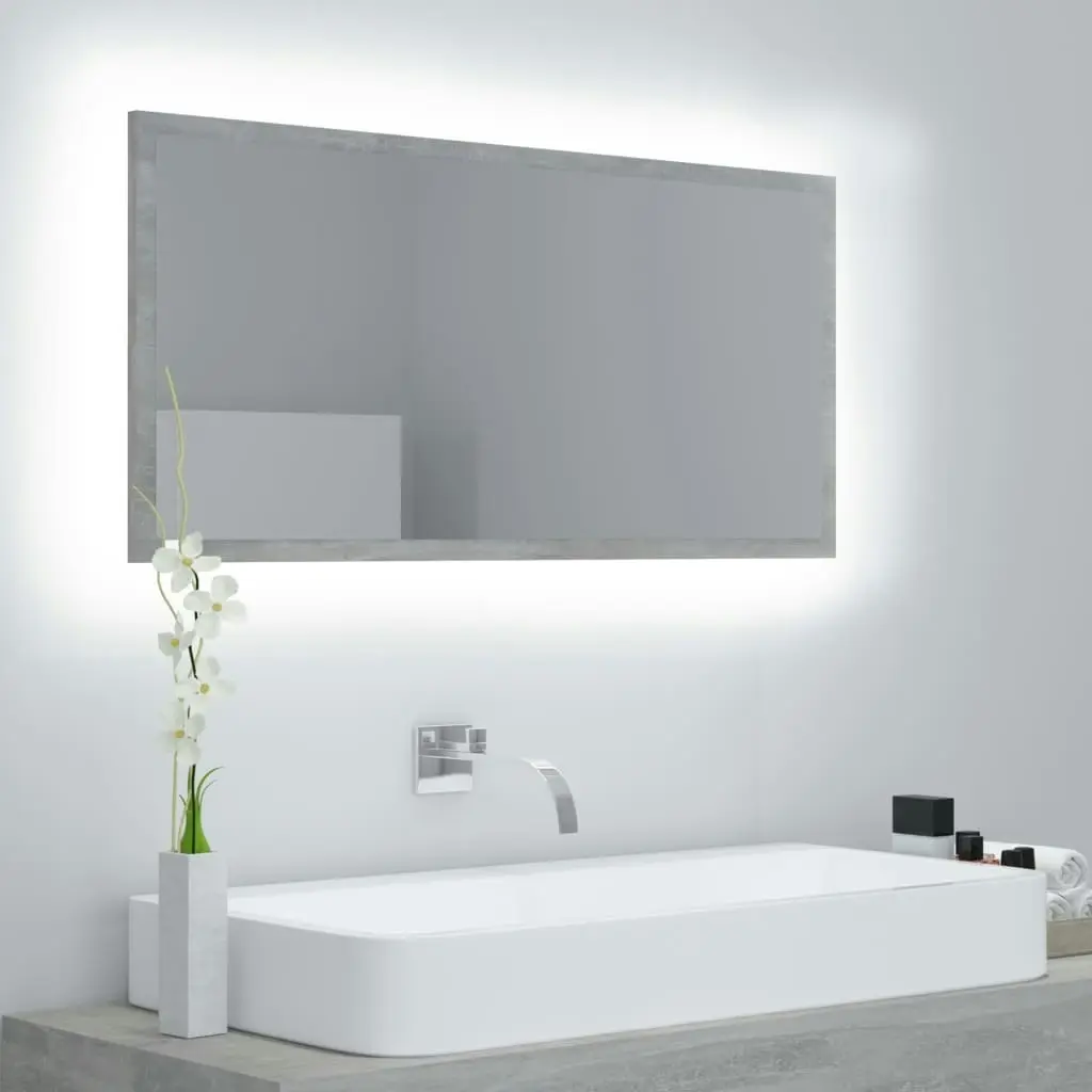 LED Bathroom Mirror Concrete Grey 90x8.5x37 cm Acrylic 804936