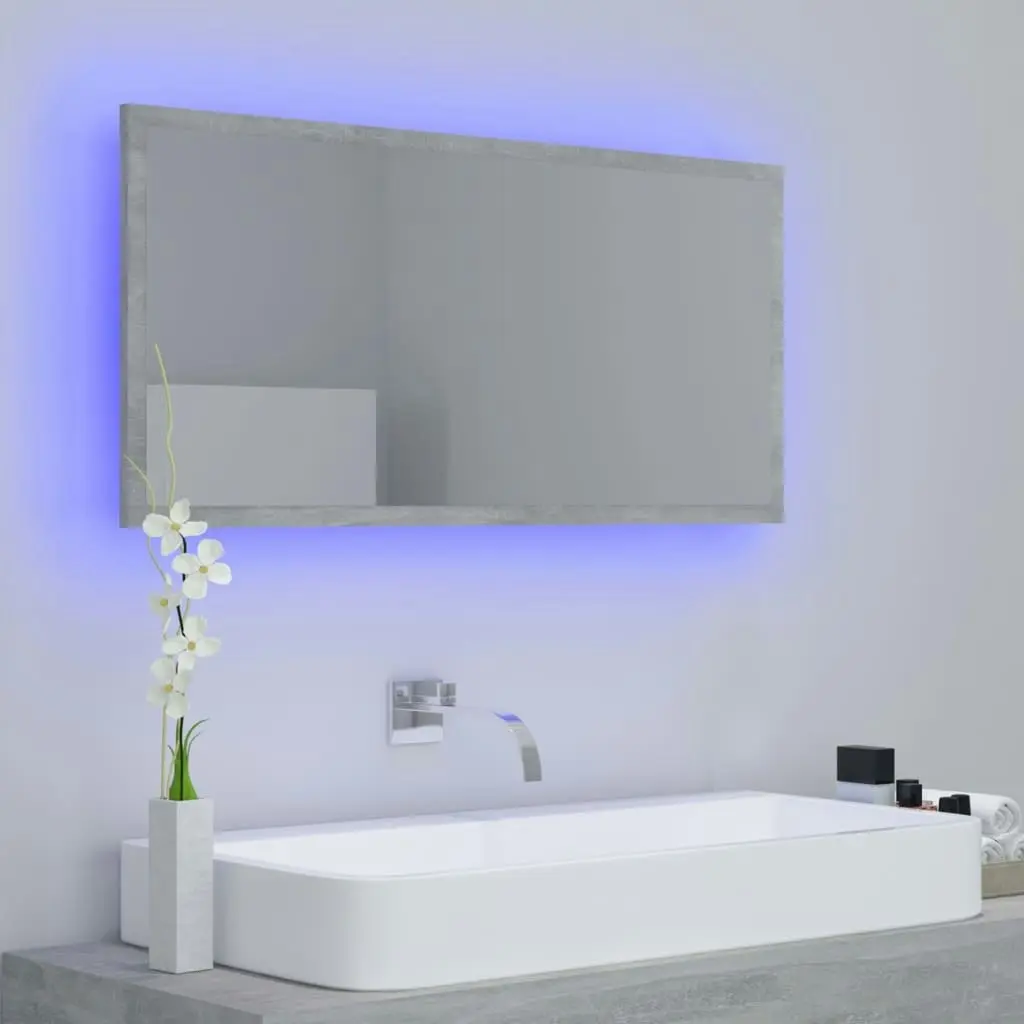 LED Bathroom Mirror Concrete Grey 90x8.5x37 cm Acrylic 804936