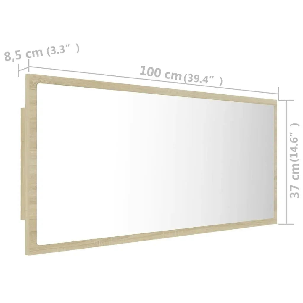 LED Bathroom Mirror Sonoma Oak 100x8.5x37 cm Acrylic 804943