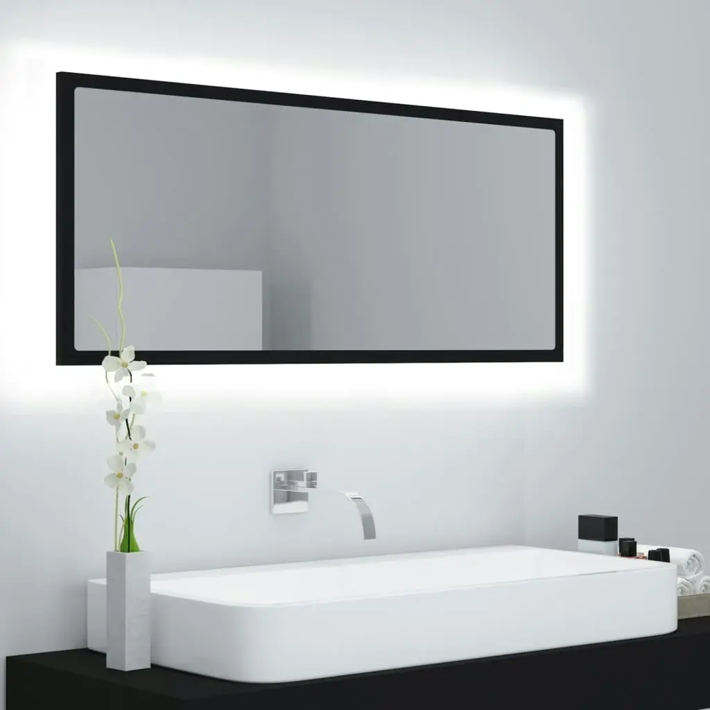 LED Bathroom Mirror Black 100x8.5x37 cm Acrylic 804941