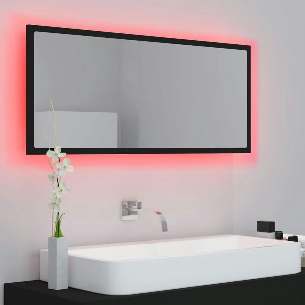 LED Bathroom Mirror Black 100x8.5x37 cm Acrylic 804941