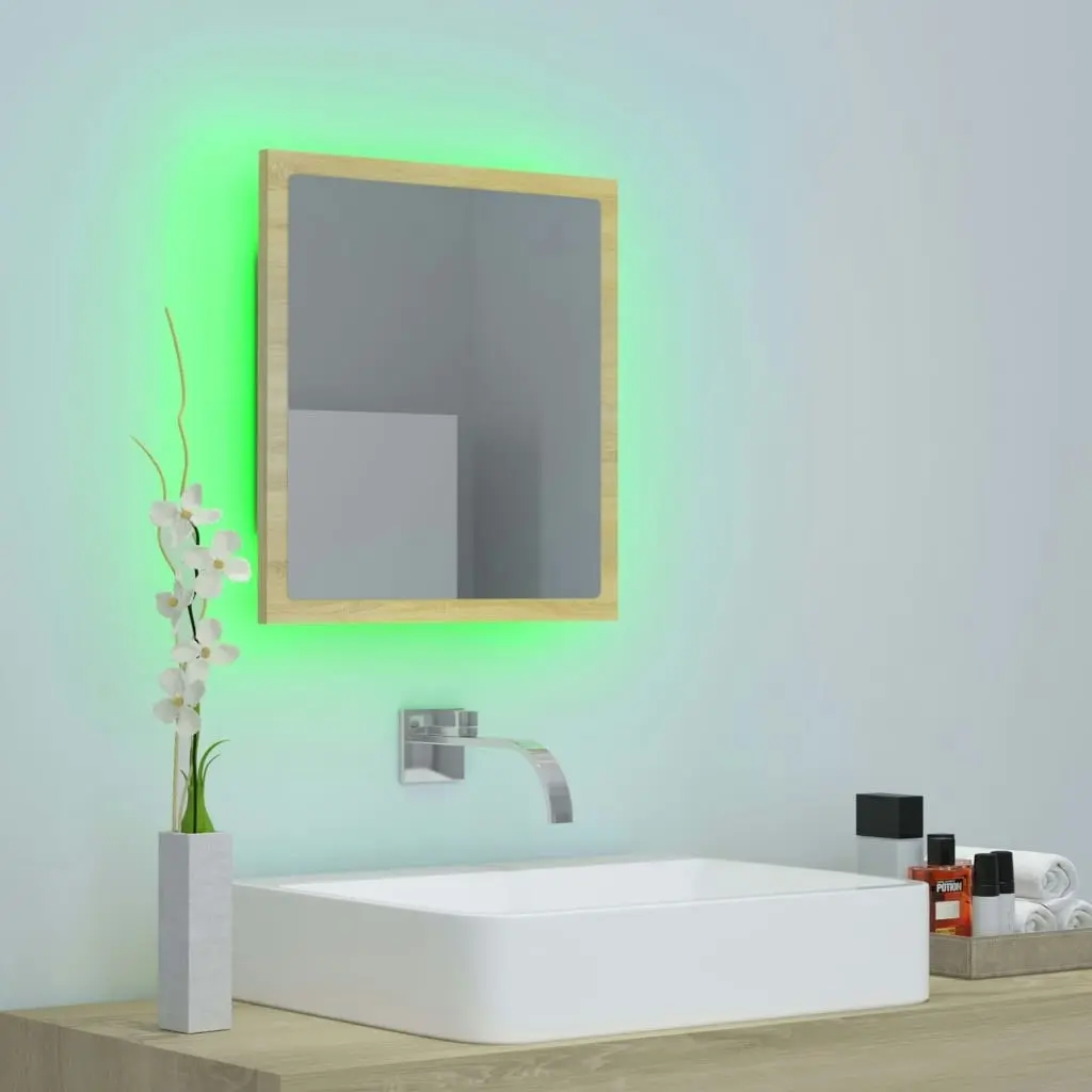 LED Bathroom Mirror Sonoma Oak 40x8.5x37 cm Acrylic 804911