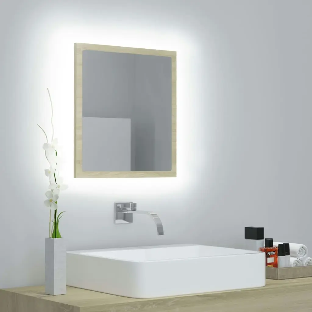 LED Bathroom Mirror Sonoma Oak 40x8.5x37 cm Acrylic 804911