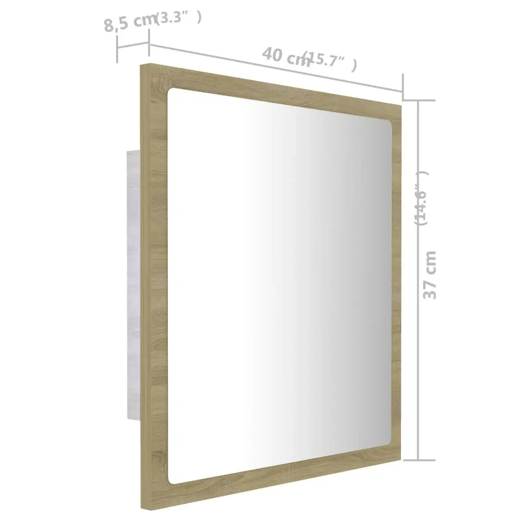 LED Bathroom Mirror Sonoma Oak 40x8.5x37 cm Acrylic 804911