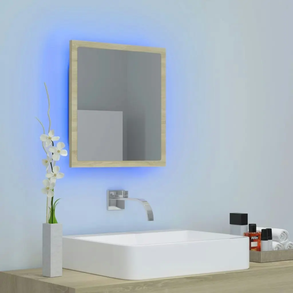 LED Bathroom Mirror Sonoma Oak 40x8.5x37 cm Acrylic 804911