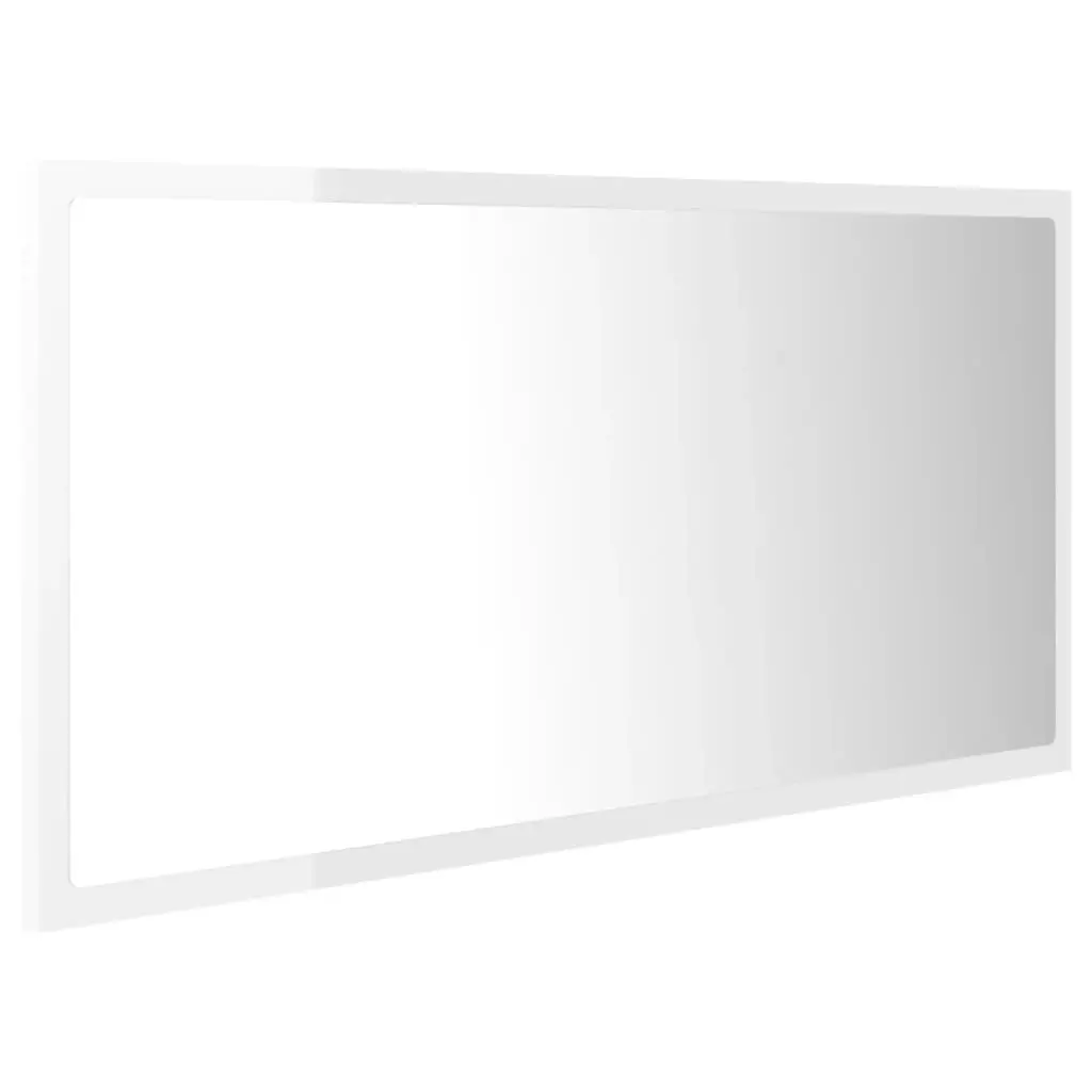 LED Bathroom Mirror High Gloss White 90x8.5x37 cm Acrylic 804937