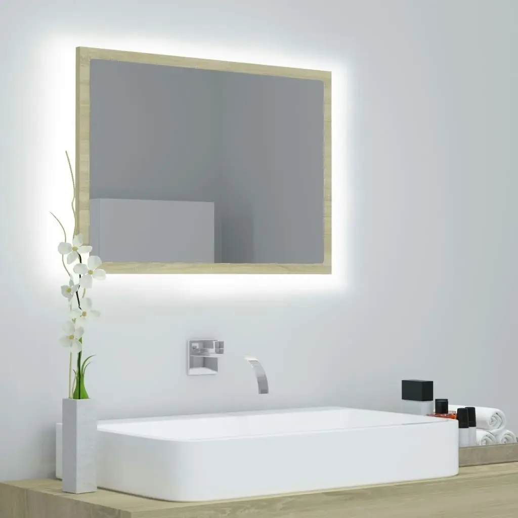 LED Bathroom Mirror Sonoma Oak 60x8.5x37 cm Acrylic 804919